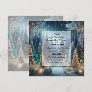 Invitation Pins givrés dans la lueur hivernale de mariage