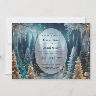 Invitation Pins givrés dans une lueur hivernale de mariage