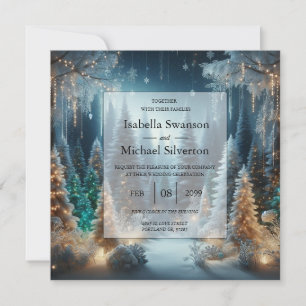 Invitation Pins givrés dans une robe de mariée hivernale