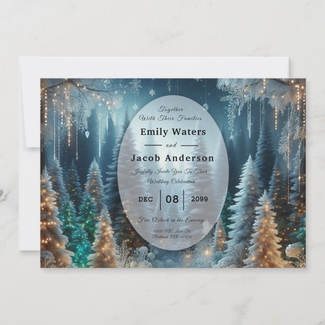 Invitation Pins givrés en hiver Mariage (Devant)