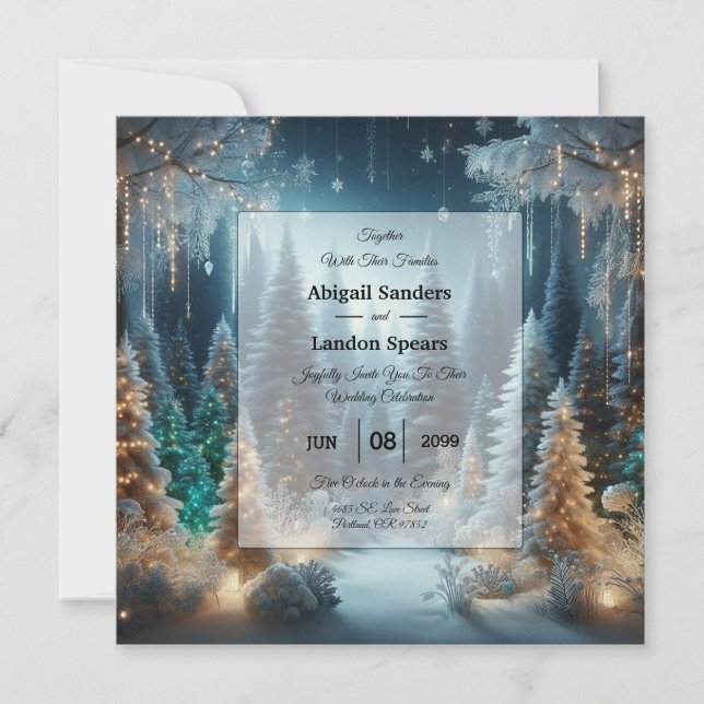 Invitation Pins givrés en hiver Mariage (Devant)