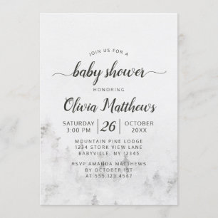 Invitation Pins givrés Rustique Blanc bébé fille Douche