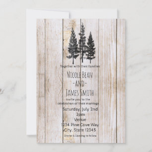 Invitation Pins rustiques Bois Mariage campagnard simple