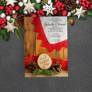 Invitation Pins rustiques Rouge dentelle d'hiver Post Mariage