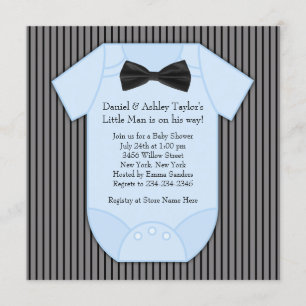 Invitation Pinstripe Black Blue Baby Boy Douche
