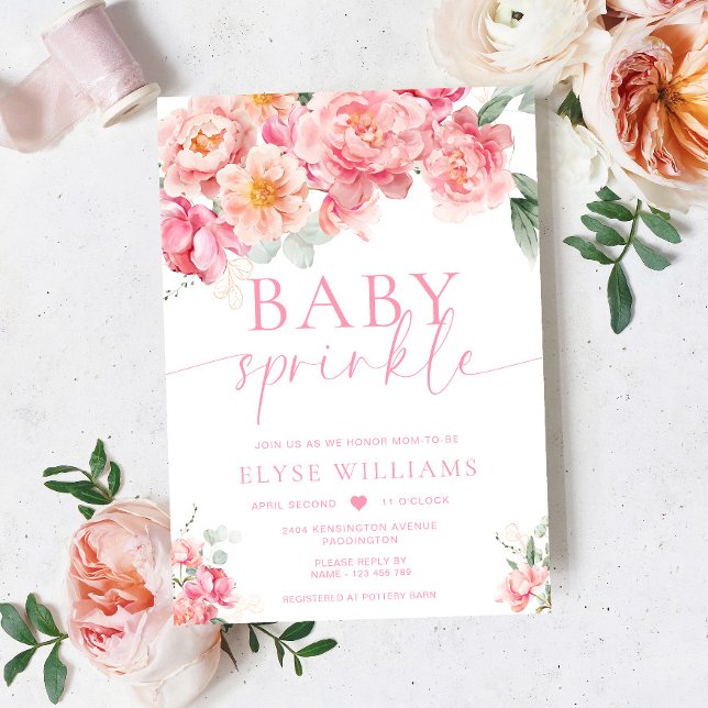 Invitation Piper Peony Floral Baby Sprinkel (Baby Sprinkle Invitation Peony Piper)