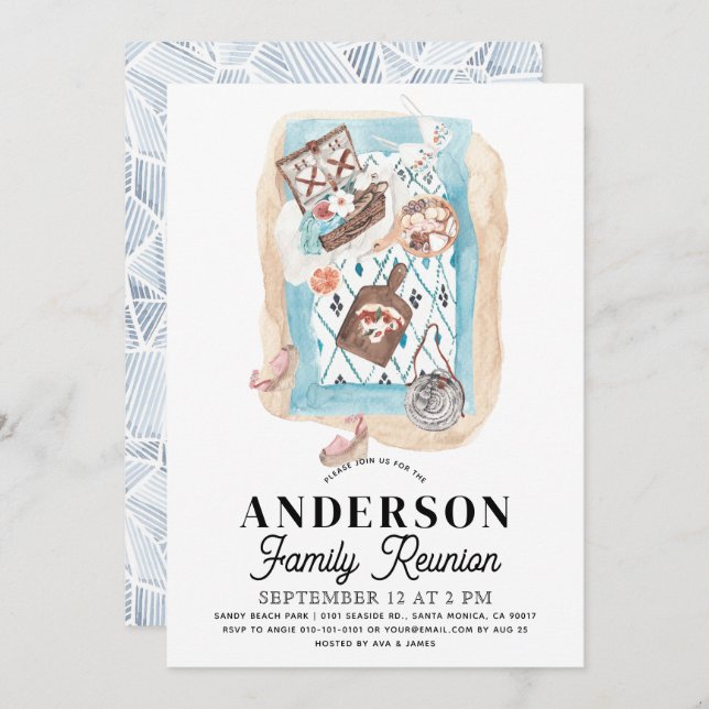 Invitation Pique-nique à la plage Réunion de famille (Devant / Derrière)