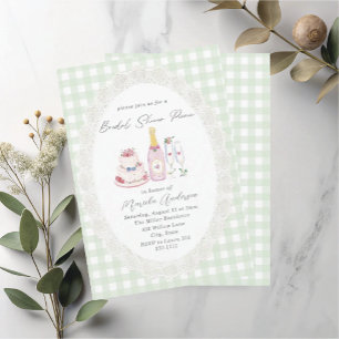 Invitation Pique-nique à l'aquarelle en dentelle vert gingemb