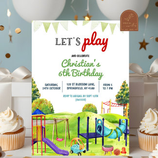 Invitation Pique-nique aire de jeux de parc extérieur anniver