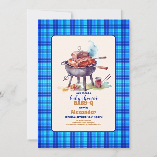 Invitation Pique-nique Baby shower Q pour bébé (Devant)