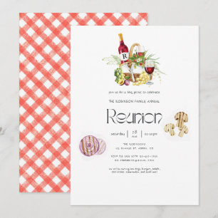 Invitation Pique-nique BBQ de réunion de famille Monogramme