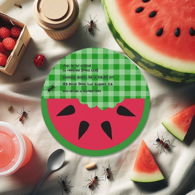 Invitation Pique-nique BBQ d'été Fête d'anniversaire personna (Summer BBQ Picnic Birthday Party Customizable Invitation)