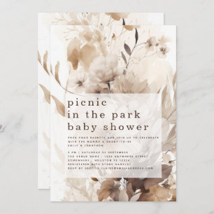 Invitation Pique-nique Boho Florals dans le Baby shower Park