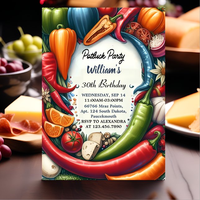 Invitation Pique-nique Chili Cook Off Potluck Party 30e anniv (Créateur téléchargé)