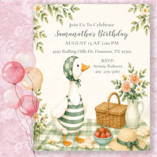 Invitation Pique-nique d'anniversaire de l'oie idiote d'été