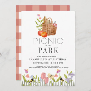 Invitation Pique-nique dans le Panier Parc Floral 1er Anniver