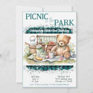 Invitation Pique-nique dans le parc Green Plaid Boys Annivers