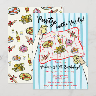 Invitation Pique-nique de doodle dessiné à la main dans le Ya