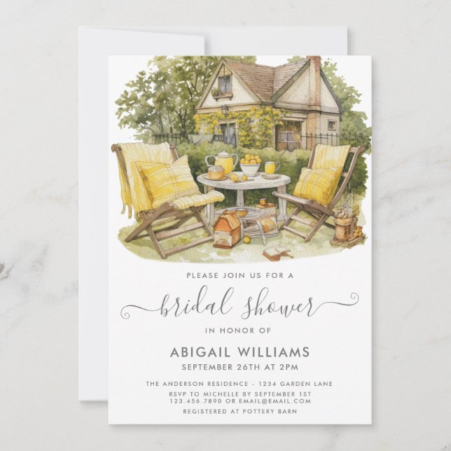 Invitation Pique-nique de jardin Citron Citrus Fête des marié (Devant)