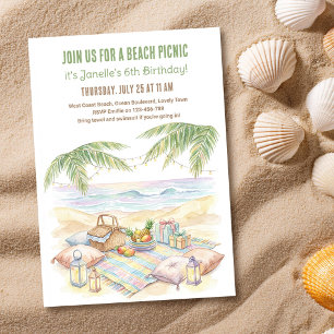 Invitation Pique-nique de plage Arbre palmier tropical Annive