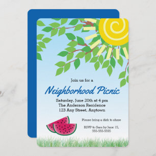 Invitation Pique-nique de quartier Invitati avec Watermelon &