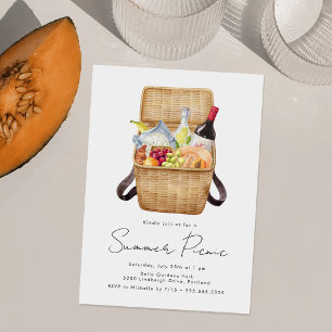 Invitation Pique-nique d'été à l'aquarelle moderne