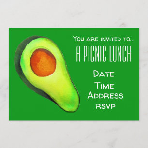 Invitation Pique-nique d'été à l'avocat vert