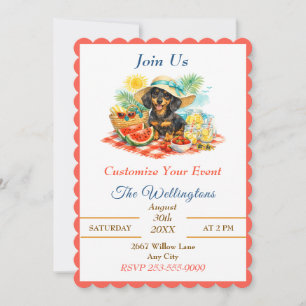 Invitation Pique-nique d'été Chiot teckel mignon Personnalisé