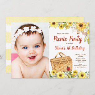 Invitation Pique-nique d'été dans le parc tournesol photo