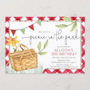 Invitation Pique-nique en fête d'anniversaire d'été de parc