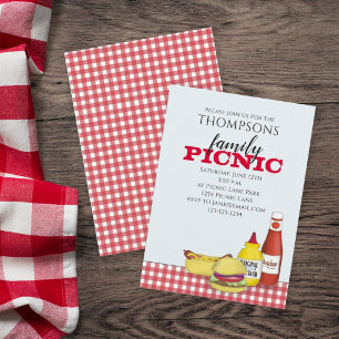 Invitation Pique-nique Estival Mignon Barbecue à la Mode Fant