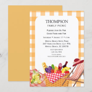 Invitation Pique-nique familial Barbecue Grillade