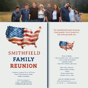 Invitation Pique-nique familial patriotique USA pour une réun