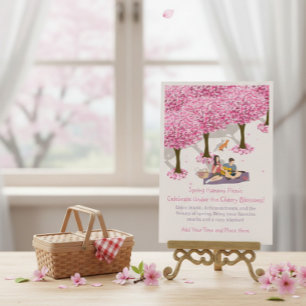 Invitation Pique-nique Hanami de printemps personnalisable