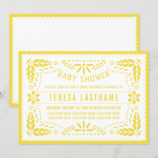 Invitation Pique-nique jaune, blanc baby shower mexicain