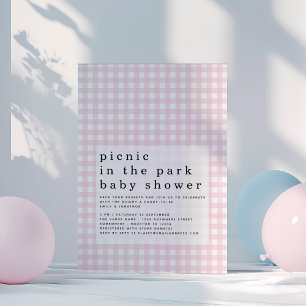 Invitation Pique-nique Park Pink En vichy Baby shower