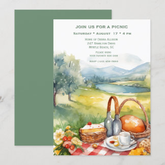 Invitation Pique-nique pittoresque Lakeside