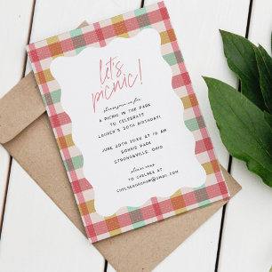 Invitation Pique-nique Plaid dans le parc Anniversaire