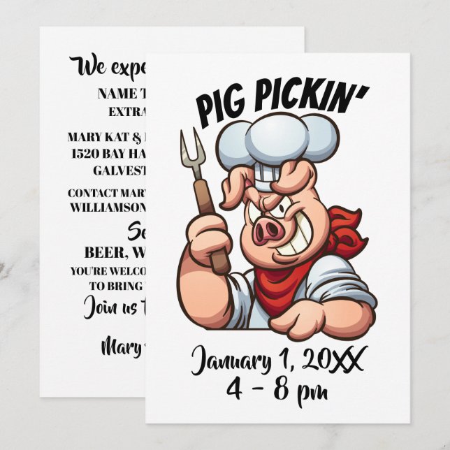 Invitation Pique-nique PORC (Devant / Derrière)