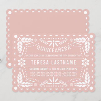 Invitation pique-nique rose d'or et de papillon blanc Quincea