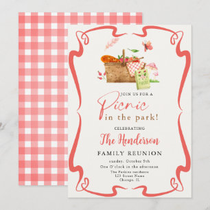 Invitation Pique-nique rouge d'été amusant réunion de famille