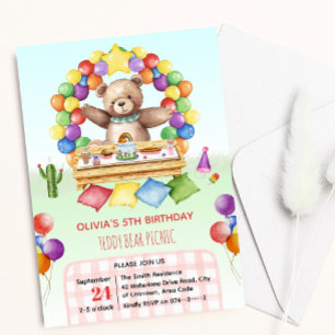 Invitation Pique-nique Teddy Bear Enfants et Anniversaire de