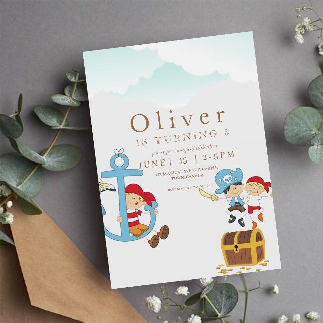 Invitation Pirate 5ème anniversaire fête (Créateur téléchargé)