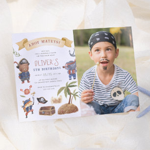Invitation Pirate Animaux Photo Anniversaire