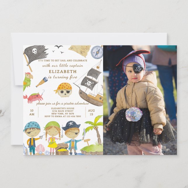 Invitation Pirate Anniversaire Avec Photo (Devant)