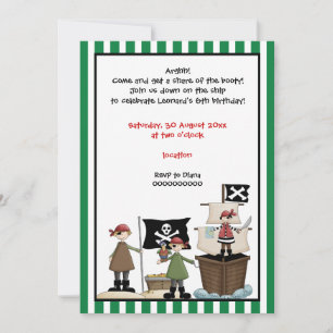 Invitation Pirate anniversaire de enfant de la frontière vert