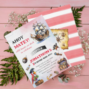 Invitation Pirate aquarelle fête d'anniversaire