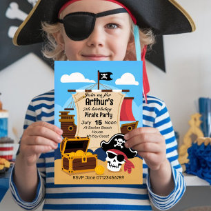 Invitation Pirate aventure enfant anniversaire de fête thème