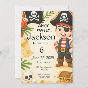Invitation Pirate Birthday Invitation, Editable Kids Party