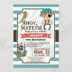 Invitations Faire Part Cartes Anniversaire Bateau Pirate Zazzle Fr